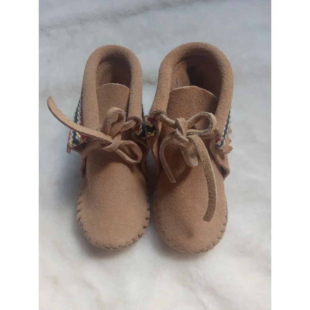 Vintage Childs Minnetonka Moccasin Bootie Boots Size 5‎ Toddler Baby Brown Suede